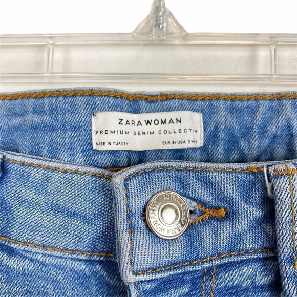 Zara Collection Distressed Blue Jeans Sz 2 - Picture 4 of 6